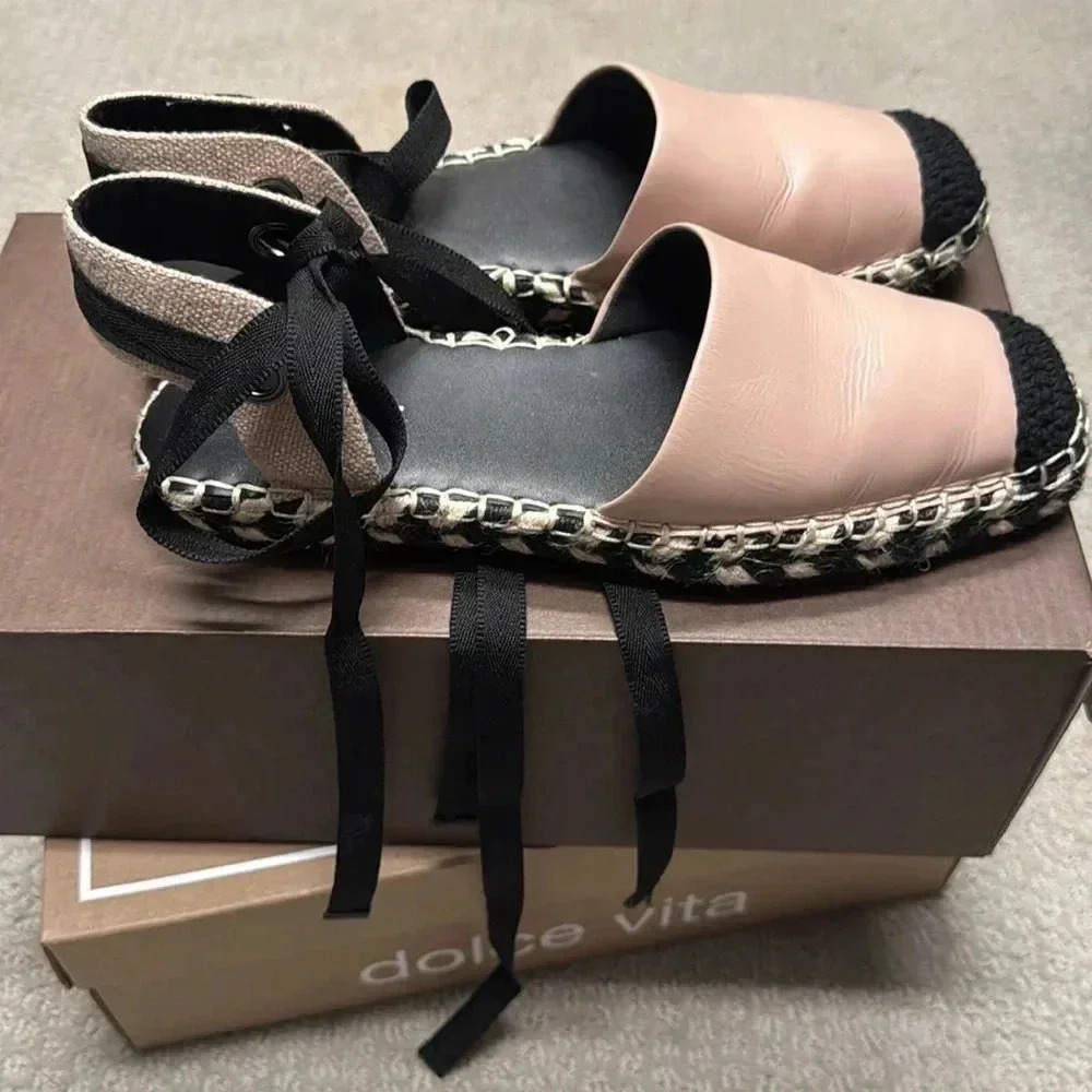 Linea Paolo Women's Ankle Wrap Braided Bottom Espadrille Flats Size 6.5 - Picture 4 of 8